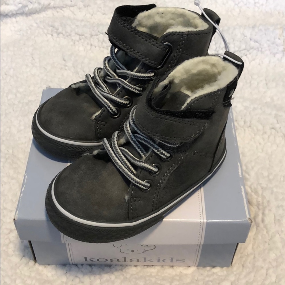 Grey suede toddler booties